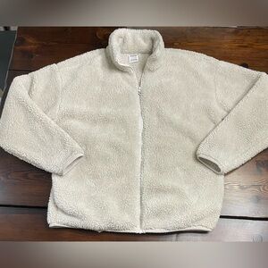 PINK Victoria’s Secret Teddy Bear Full Zip Jacket Cream Color Size Small READ